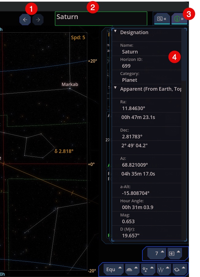 Target name, property panel, and the bottom target bar