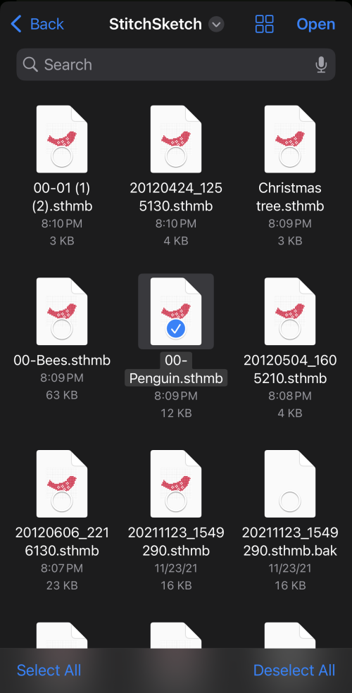 Select the exported file